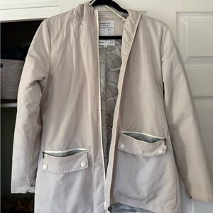 Women's Cream Hooded Raincoat